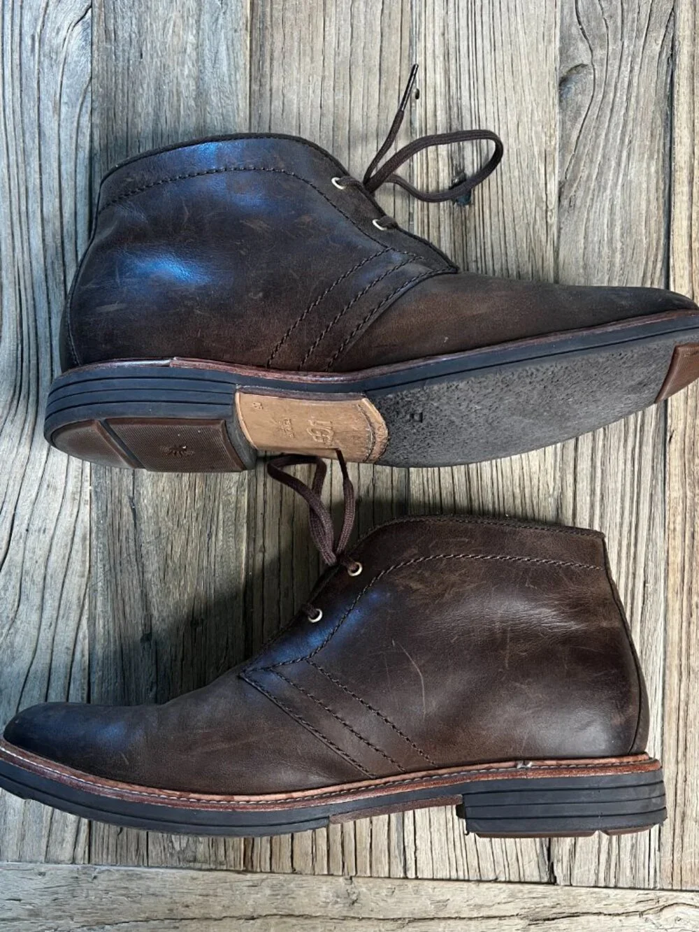 UGG Treadlite EnerG Comfort Brown Leather Chukka Boots Men's 10.5